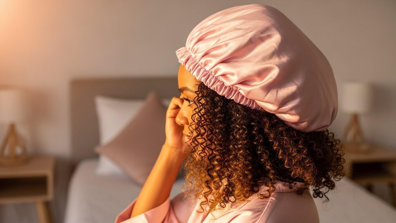 Satin sleep bonnet – protect your curls every night in Mauritius – Atelier de Méa blog