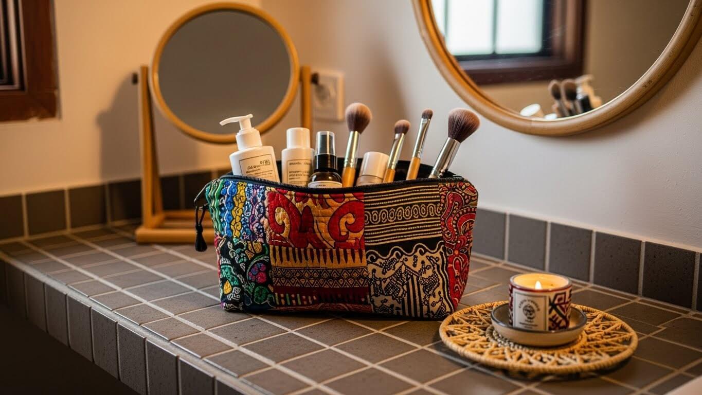 Ethnic chic toiletry bag – travel organised, Mauritian style – Atelier de Méa blog